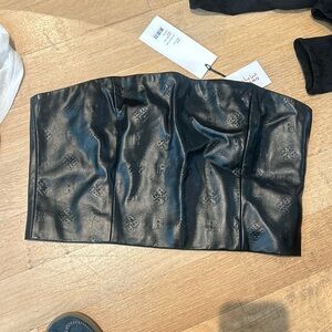 Rotate faux leather cropped corset